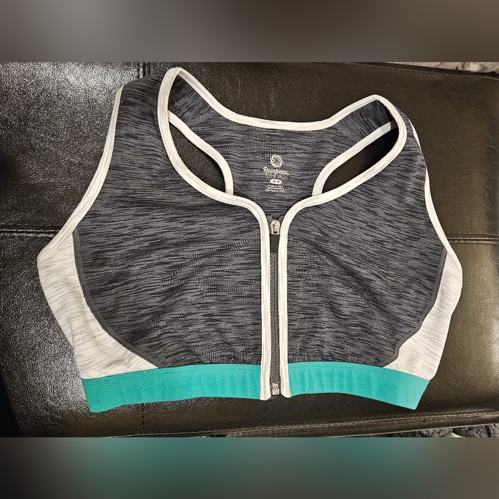 Gray and Teal Sports Bra